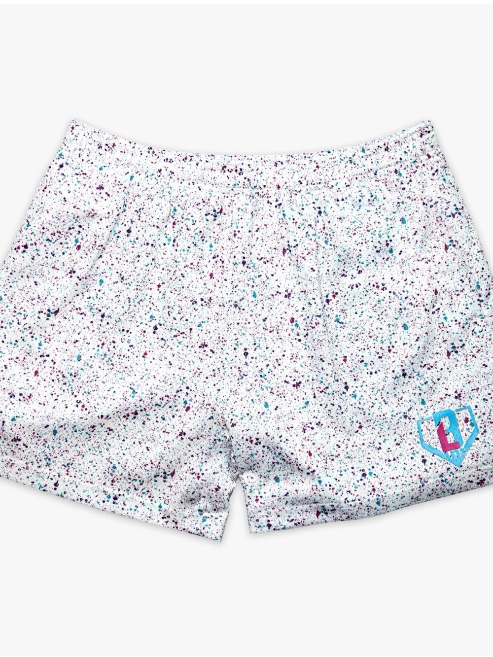 NWT Boys' White Speckle Print Active Shorts with Logo